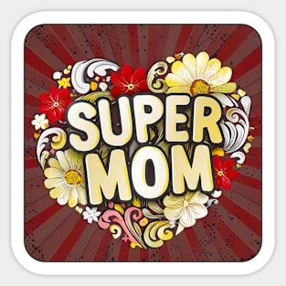 Vintage Mothersday Super Mom Floral Tribute Sticker